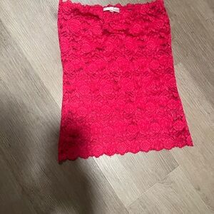 Kaitlyn Red Floral Lace Mini Skirt